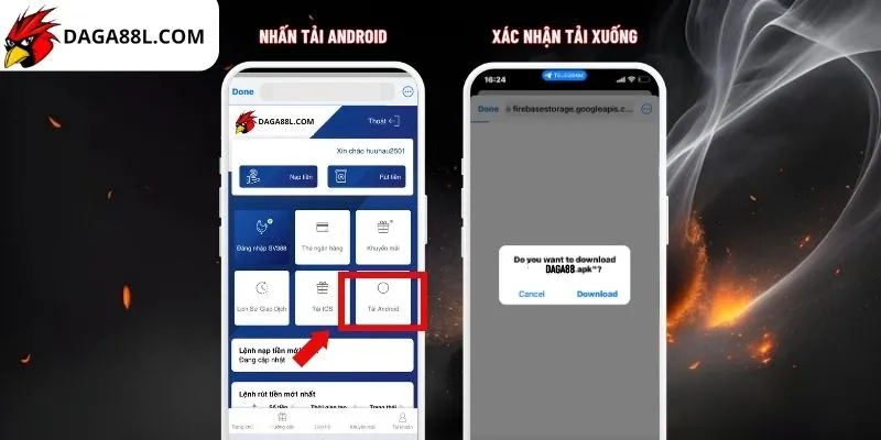 hướng dẫn tải App Daga88